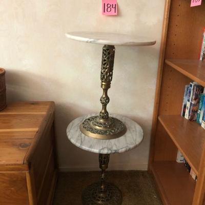 Lot 184 Pair Marble Top Vintage Tables 