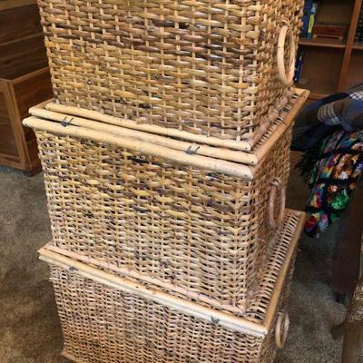 Lot 201 Set of 3 Large Vintage Baskets