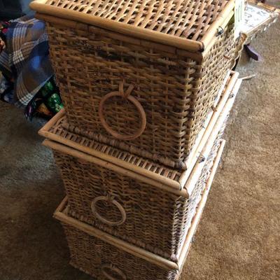 Lot 201 Set of 3 Large Vintage Baskets