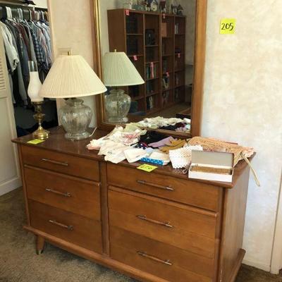 Lot 205 Mid Century Dresser w/ Mirror