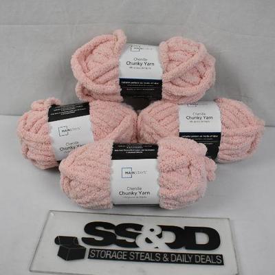 Mainstays 4 pack Chenille Chunky Yarn, Blush Pink - New