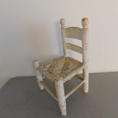 Vintage Solid Wood Rush Seat Large Doll Chair 18