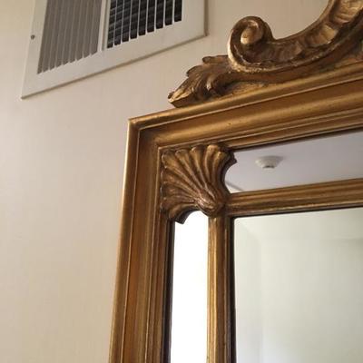 Shell Top Gold Frame Beveled Mirror 