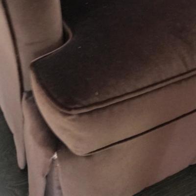 (2) One Pair Dapha Armchairs Elegant Brown Velvet Chairs Matched Set 38â€W x 30D 