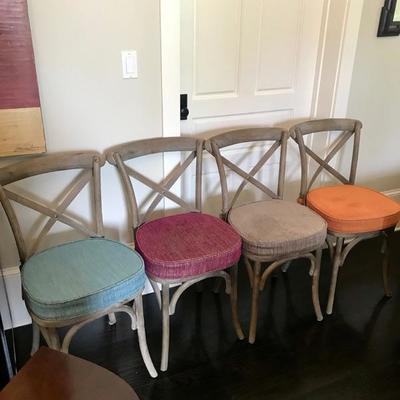 (4) Lot of four Dining Room Chairs w/ Various Colors of Cushions Comfortable Soft Great Condition