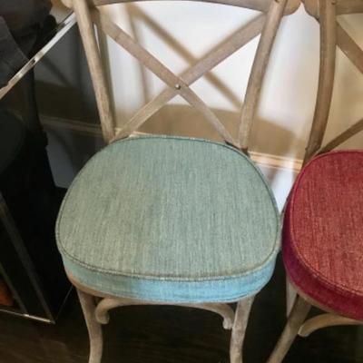 (4) Lot of four Dining Room Chairs w/ Various Colors of Cushions Comfortable Soft Great Condition