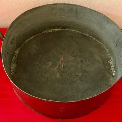 Large Vintage Copper Pan With Brass Handles