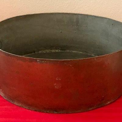Large Vintage Copper Pan With Brass Handles