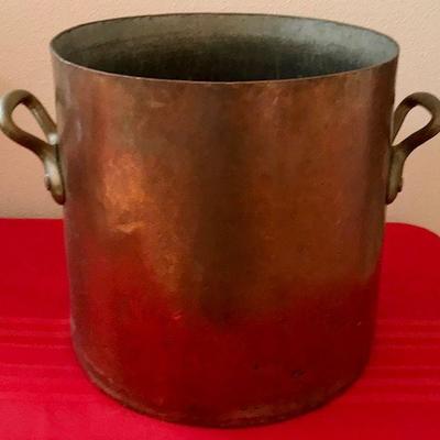 Extra Large Vintage Copper Pot With Brass Handles