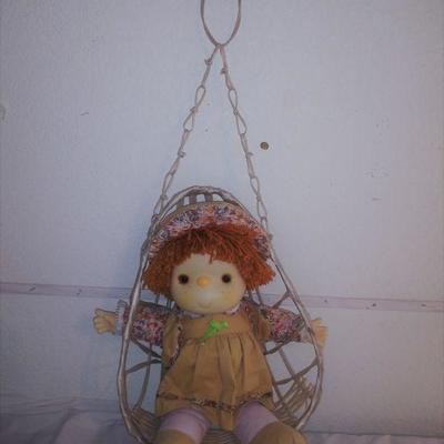 Vintage Doll in Hanging Egg Chair