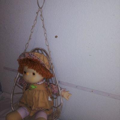 Vintage Doll in Hanging Egg Chair
