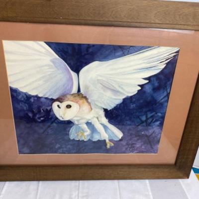 LOT # 577 Original Owl Watercolor by Faith Mayhew