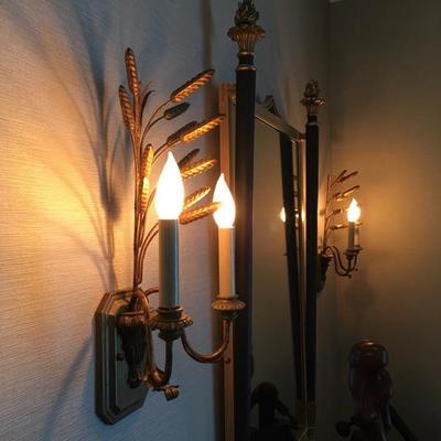 (2) One Pair Italian Sconces Wall Light Sheaf Wheat Lighting Fixture Sconce from Pacific Design Center