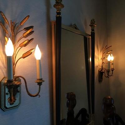 (2) One Pair Italian Sconces Wall Light Sheaf Wheat Lighting Fixture Sconce from Pacific Design Center