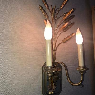 (2) One Pair Italian Sconces Wall Light Sheaf Wheat Lighting Fixture Sconce from Pacific Design Center