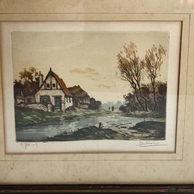 LOT # 580 Original Colored Etching by Louis Davril