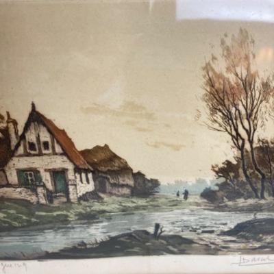 LOT # 580 Original Colored Etching by Louis Davril