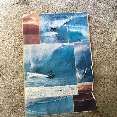 vintage surfing poster in rough condition