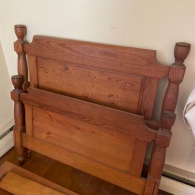 LOT # 599 Vintage Twin Pine Wood Bed
