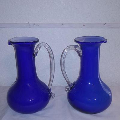 Pair Cobalt Blue Pitcher Vase