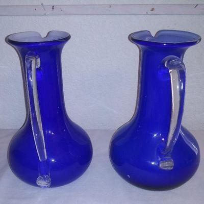 Pair Cobalt Blue Pitcher Vase