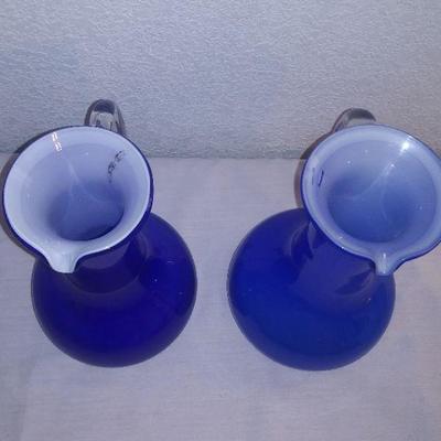 Pair Cobalt Blue Pitcher Vase
