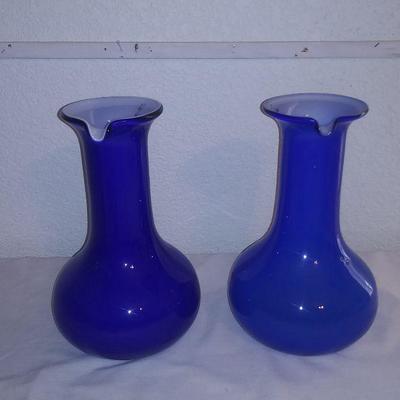 Pair Cobalt Blue Pitcher Vase