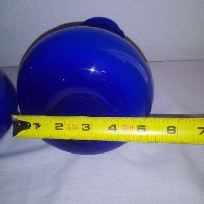 Pair Cobalt Blue Pitcher Vase
