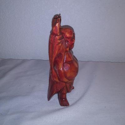 Rosewood Carved Laughing Buddha