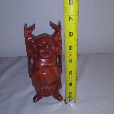 Rosewood Carved Laughing Buddha