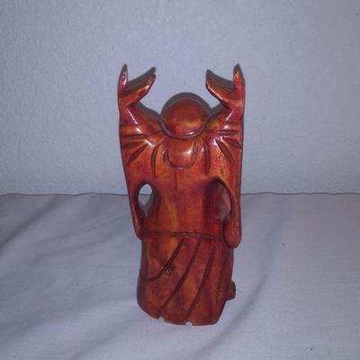 Rosewood Carved Laughing Buddha