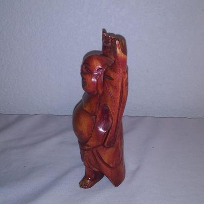 Rosewood Carved Laughing Buddha