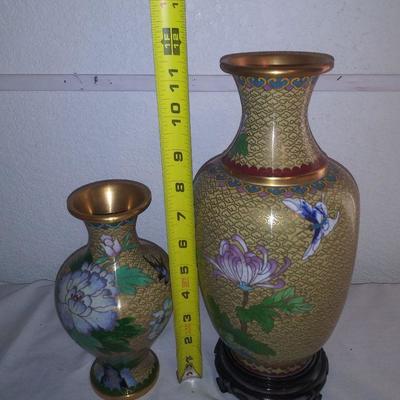 Pair Vintage Jingfa Cloisonne Vases