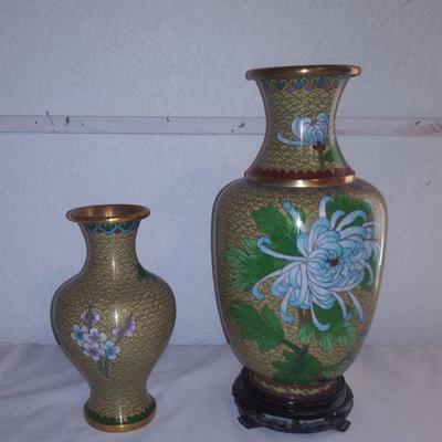 Pair Vintage Jingfa Cloisonne Vases