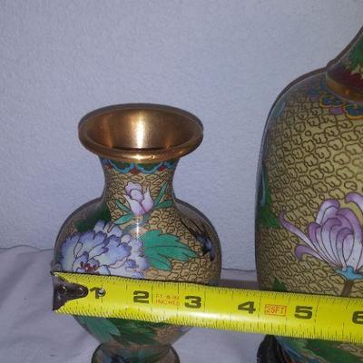 Pair Vintage Jingfa Cloisonne Vases