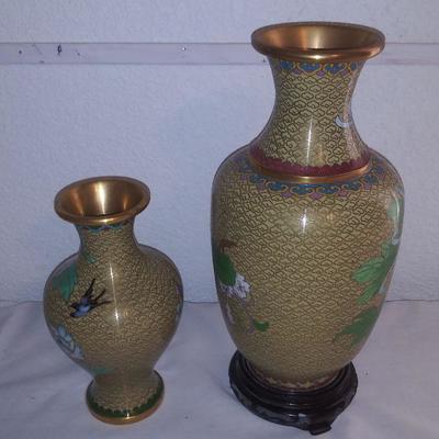 Pair Vintage Jingfa Cloisonne Vases
