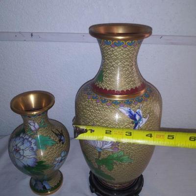 Pair Vintage Jingfa Cloisonne Vases
