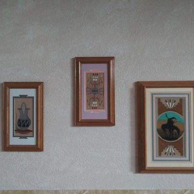 3 Piece Navajo Indian Sand Art Paintings