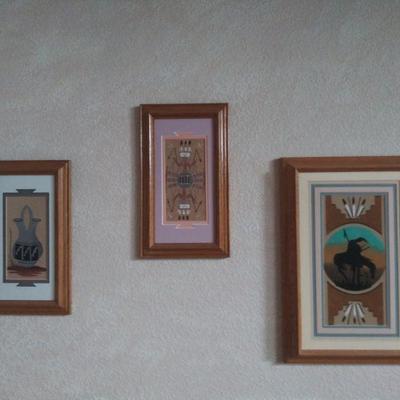 3 Piece Navajo Indian Sand Art Paintings