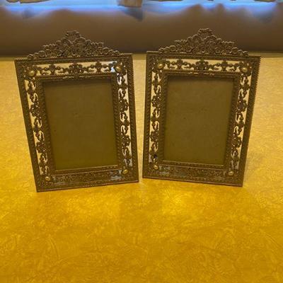 Pair of Ornate Gold Tone Picture Frames 5x7