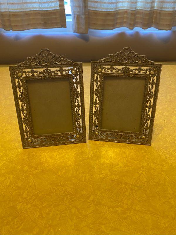 Pair of Ornate Gold Tone Picture Frames 5x7