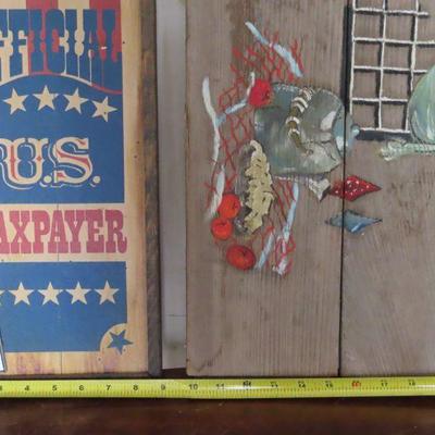 2 Wood Hanging Decor