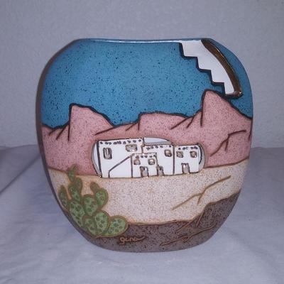 Vibrant Navajo Indian Sand Art Vase 