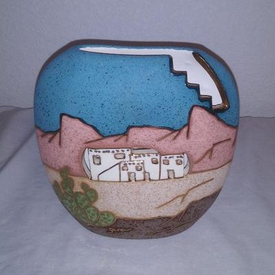 Vibrant Navajo Indian Sand Art Vase 