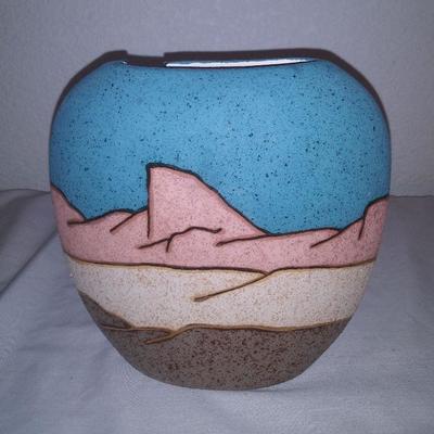 Vibrant Navajo Indian Sand Art Vase 