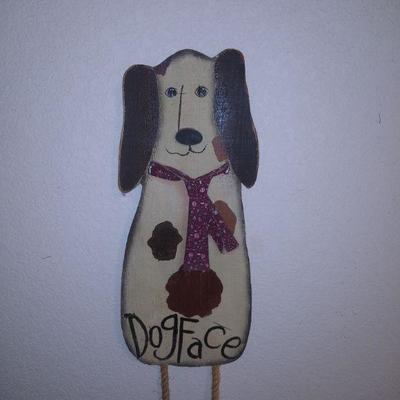 Crafted Carved Wood Dog DÃ©cor 