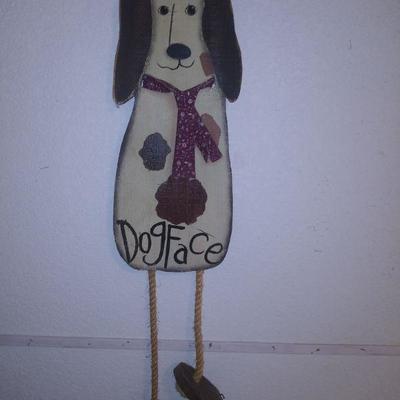 Crafted Carved Wood Dog DÃ©cor 