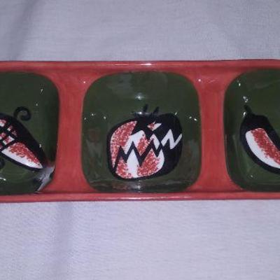 Decorative Three Compartment Relish Dish