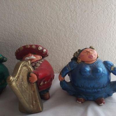 Primitive Mariachi Clay Figurines