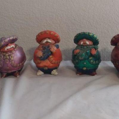 Primitive Mariachi Clay Figurines